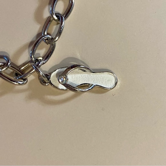 Silver Shoe Charm Bracelet Size 7.5 - Picture 8 of 12